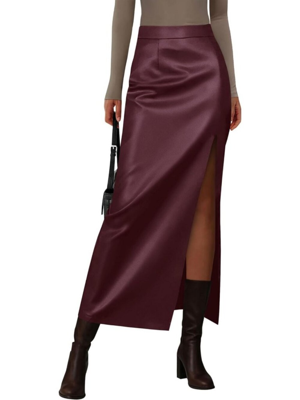 Chic Women's Faux Leather Long Pencil Skirt - Stylish, Trendy, Versatile Fashion